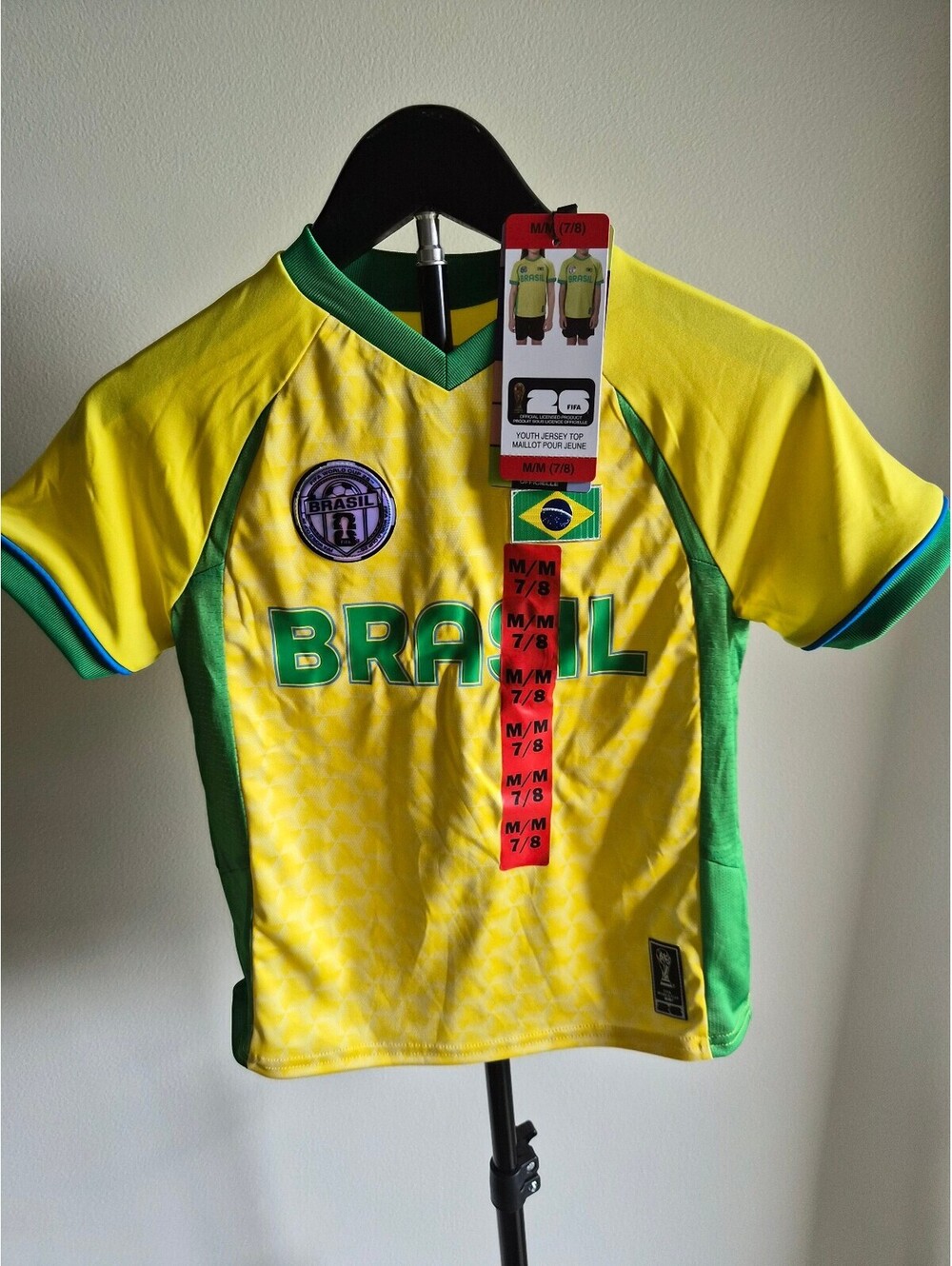 FIFA Official Licensed Brazil Youth Soccer Jersey Top M/M (7/8) 0195